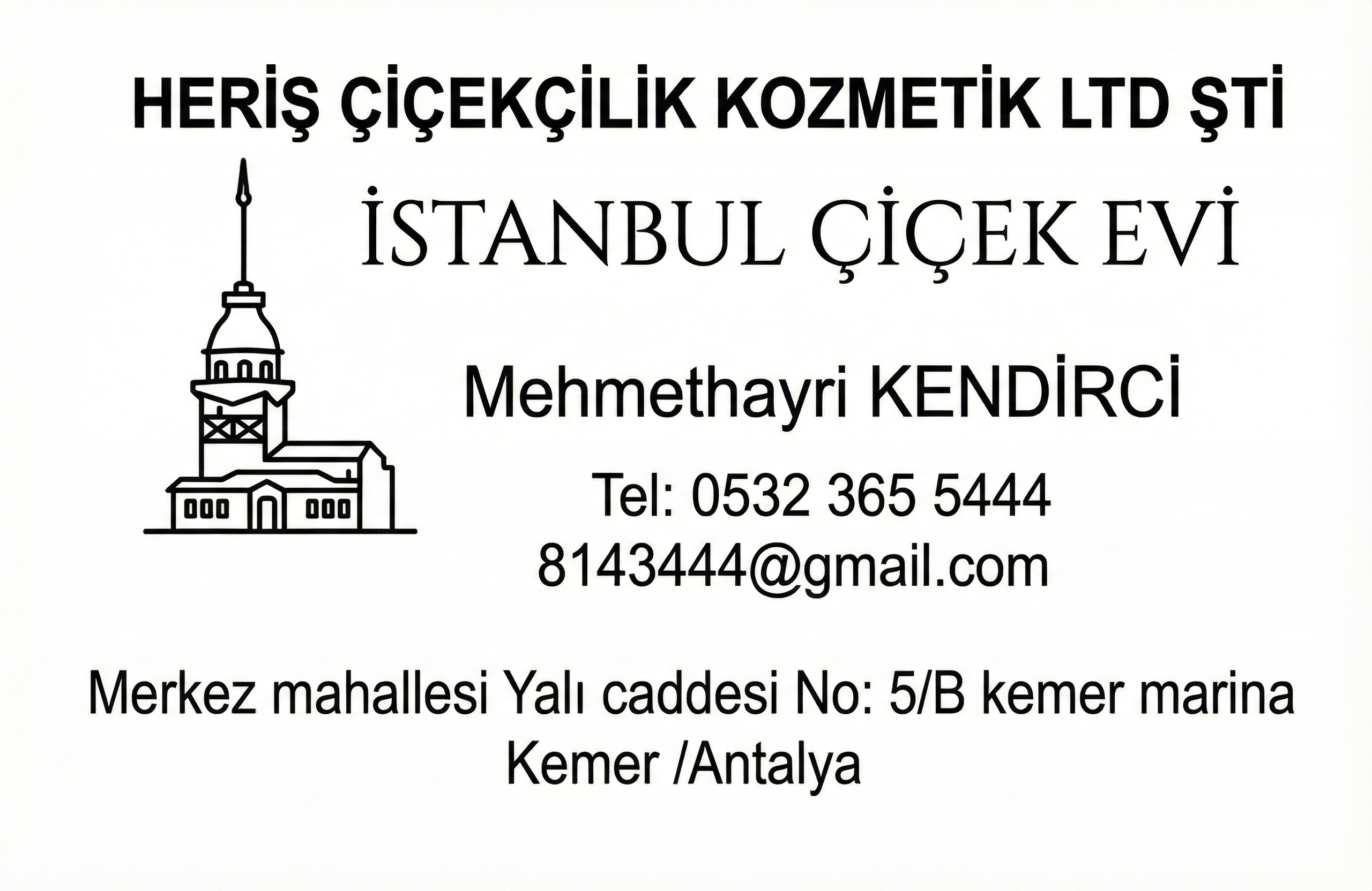 İstanbul Çiçek Evi Kartvizit